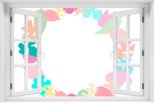 Fototapeta Naklejka Na Ścianę Okno 3D - Modern abstract cover design with round frame abstract leaves. White background isolated. Frame border background.Vector paper illustration. Floral botanical collection. Textile ornament.  