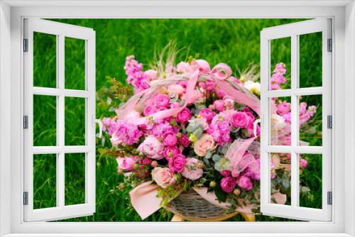 Fototapeta Naklejka Na Ścianę Okno 3D -  Roses.peonies in a Bouquet . close up. flower sales .