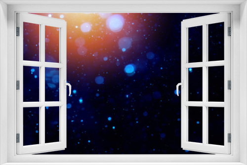 Fototapeta Naklejka Na Ścianę Okno 3D - Blur blue bokeh of light on black
