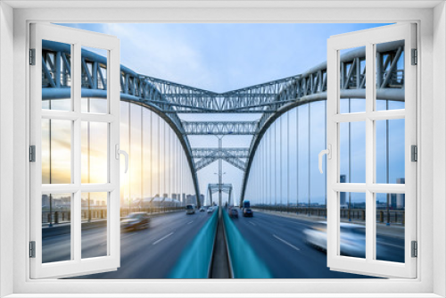 Fototapeta Naklejka Na Ścianę Okno 3D - the night of modern bridge,