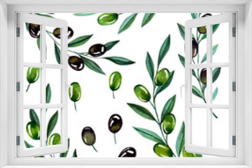 Fototapeta Naklejka Na Ścianę Okno 3D - Watercolor illustration with olive branches and berries. Floral illustration for wedding stationary, greetings, wallpapers, fashion and invitations.