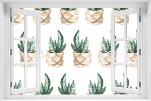 Fototapeta Naklejka Na Ścianę Okno 3D - cactus seamless pattern