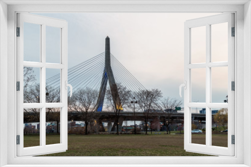 Fototapeta Naklejka Na Ścianę Okno 3D - Leonard P. Zakim Bunker Hill Memorial Bridge, Boston, Massachusetts