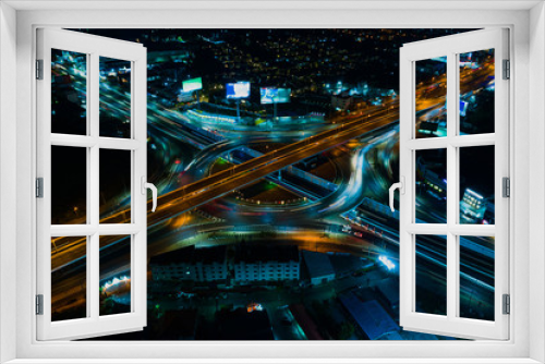 Fototapeta Naklejka Na Ścianę Okno 3D - Expressway Aerial top view, Road traffic an important infrastructure in Thailand