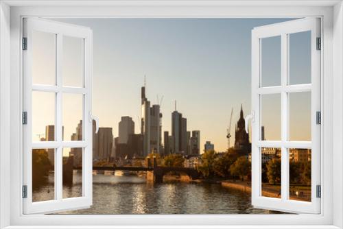 Fototapeta Naklejka Na Ścianę Okno 3D - City of Frankfurt, Germany. Frankfurt am Main Germany Sunset. View of Frankfurt am Main skyline.