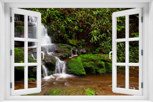 Fototapeta Naklejka Na Ścianę Okno 3D - forest Waterfall