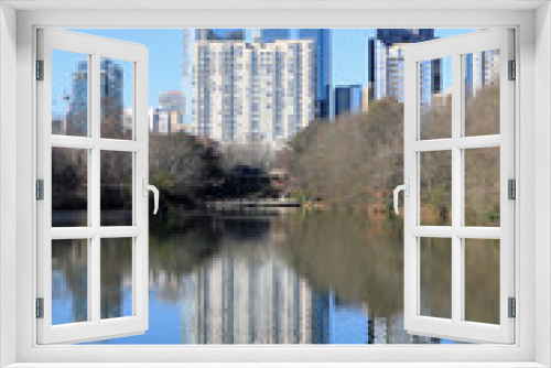 Fototapeta Naklejka Na Ścianę Okno 3D - Vertical of Atlanta, Georgia city center and reflections