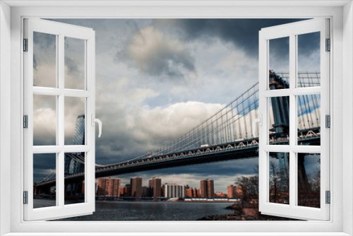 Fototapeta Naklejka Na Ścianę Okno 3D - Manhattan Bridge, New York City. Wide angle View