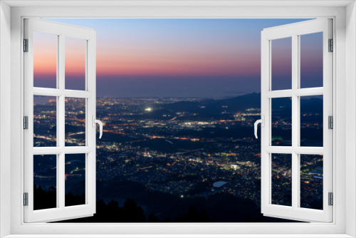 Fototapeta Naklejka Na Ścianę Okno 3D - [福岡県]福岡市街の夜景（米の山展望台）