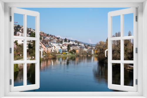 Fototapeta Naklejka Na Ścianę Okno 3D - ZURICH, SWITZERLAND - MARCH 19, 2020: Area of Zurich along the bank of the river Limmat