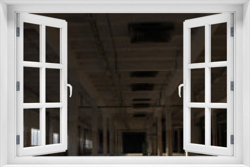 Fototapeta Naklejka Na Ścianę Okno 3D - corridor with square columns in the warehouse