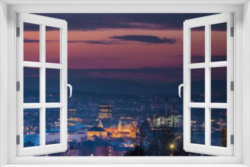 Fototapeta Naklejka Na Ścianę Okno 3D - Zachód słońca nad Oslo