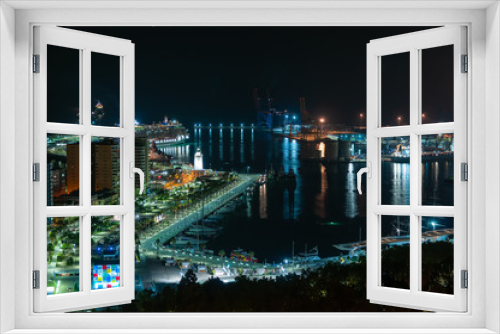 Fototapeta Naklejka Na Ścianę Okno 3D - Beautiful Night view of Malaga Port. Costa del Sol. Spain.