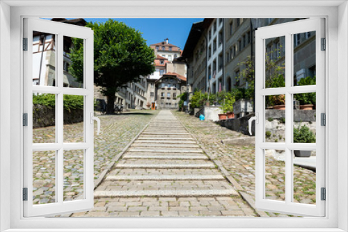 Fototapeta Naklejka Na Ścianę Okno 3D - Fribourg Stairs to Heaven