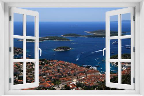 Fototapeta Naklejka Na Ścianę Okno 3D - Paklinski Islands and Hvar city, view from Napoleon fortress in Hvar island, Croatia