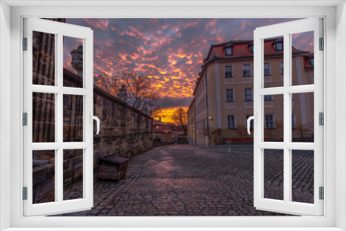 Fototapeta Naklejka Na Ścianę Okno 3D - A Street in Bamberg, Germany at sunrise, World Heritage