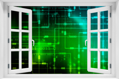 2d illustration abstract digital binary data on computer screen