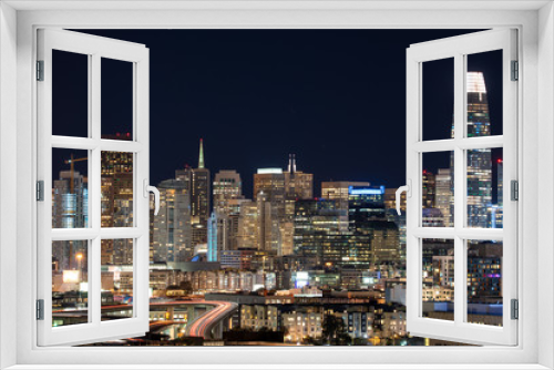 Fototapeta Naklejka Na Ścianę Okno 3D - Night image overlooking San Francisco city.