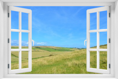 Fototapeta Naklejka Na Ścianę Okno 3D - Green Field and Blue Sky in British Countryside