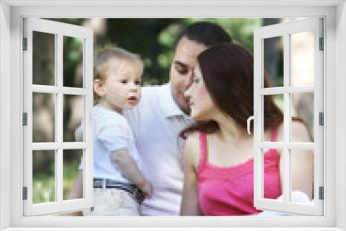 young family on natural background