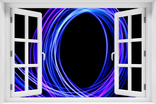 Fototapeta Naklejka Na Ścianę Okno 3D - Light painting photography, long exposure photo of purple and blue streaks of vibrant color against a black background