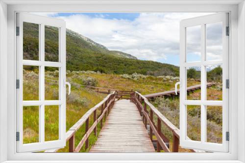 Fototapeta Naklejka Na Ścianę Okno 3D - Wooden Pathway at Tierra del Fuego National Park - Ushuaia - Argentina