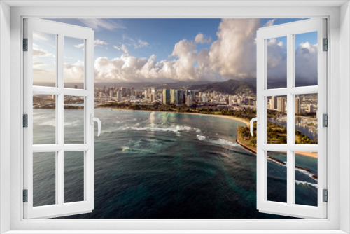Fototapeta Naklejka Na Ścianę Okno 3D - Aerial view of Honolulu waterfront