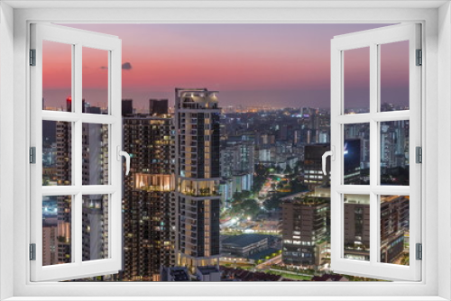 Fototapeta Naklejka Na Ścianę Okno 3D - Aerial skyline with apartment buildings and skyscrapers of Singapore timelapse