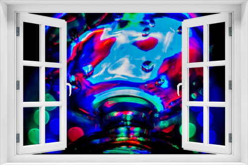 Fototapeta Naklejka Na Ścianę Okno 3D - A glass of liquid. Glass. Color backlight.