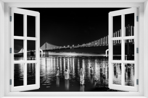 Fototapeta Naklejka Na Ścianę Okno 3D - Bay Bridge, black and white, San Francisco CA