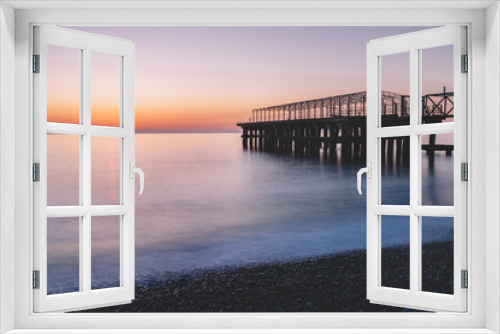 Fototapeta Naklejka Na Ścianę Okno 3D - Sunset Pier View From The Beach