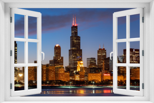 Fototapeta Naklejka Na Ścianę Okno 3D - Chicago at night