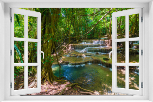 Fototapeta Naklejka Na Ścianę Okno 3D - Beautiful waterfall in tropical deep jungle forest
