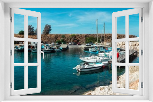 Fototapeta Naklejka Na Ścianę Okno 3D - Pomos Harbor, Cypr