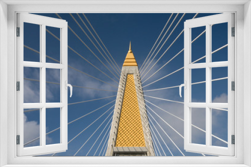 Fototapeta Naklejka Na Ścianę Okno 3D - bridge, architecture, sky, cable