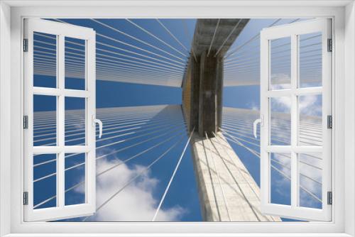 Fototapeta Naklejka Na Ścianę Okno 3D - bridge, architecture, sky, cable