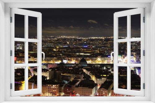 Fototapeta Naklejka Na Ścianę Okno 3D - la ville de Lyon vue depuis fourvière le soir de la fete des lumières