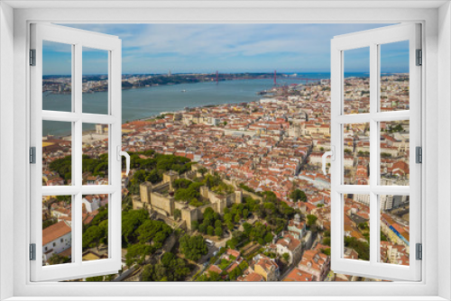 Fototapeta Naklejka Na Ścianę Okno 3D - Lisbon in Portugal, aerial drone view