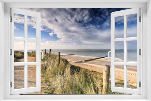Fototapeta Naklejka Na Ścianę Okno 3D - view on North sea beach from dune