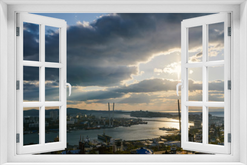 Fototapeta Naklejka Na Ścianę Okno 3D - Vladivostok cityscape, sunset view.
