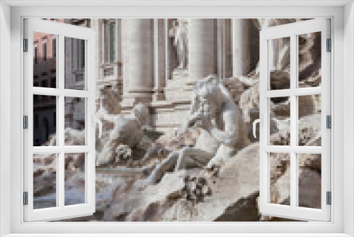 Fototapeta Naklejka Na Ścianę Okno 3D - Rome, the famous Trevi fountain, sculptures, fragments of the fountain