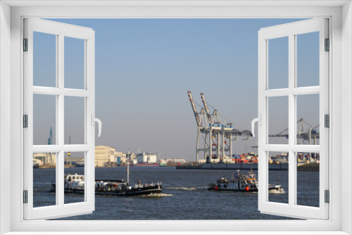 Fototapeta Naklejka Na Ścianę Okno 3D - Container-Terminal im Hamburger Hafen