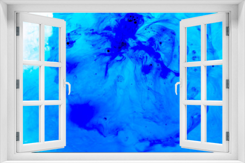 Fototapeta Naklejka Na Ścianę Okno 3D - Abstract blured background from blue ink, milk and oil