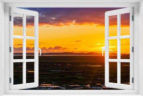 Fototapeta Naklejka Na Ścianę Okno 3D - Panorama of Sunset over Estuary, Ocean 