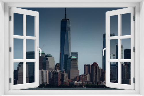 Fototapeta Naklejka Na Ścianę Okno 3D - New York City skyline with clear sky and buildings, skyscrapers
