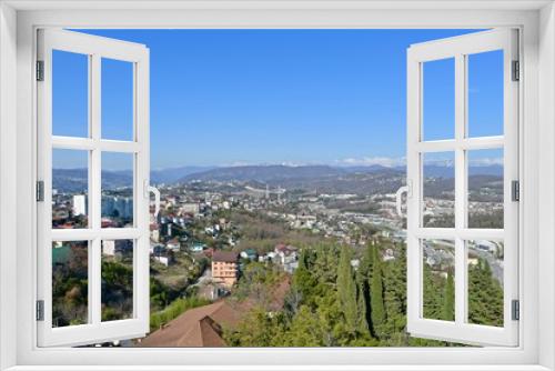 Fototapeta Naklejka Na Ścianę Okno 3D - top view of the panorama of the southern mountain city