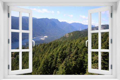 Fototapeta Naklejka Na Ścianę Okno 3D - Vancouver, America - August 18, 2019: Landscape view from Grouse Mountain, Vancouver, America