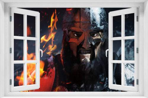 Fototapeta Naklejka Na Ścianę Okno 3D - 3d render illustration of viking warrior face.