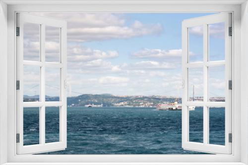 Fototapeta Naklejka Na Ścianę Okno 3D - Bosporus sea with suspended bridge in Istanbul