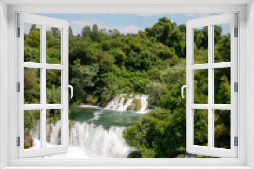 Fototapeta Naklejka Na Ścianę Okno 3D - Beautiful cascade waterfalls in Krka National Park at Skradin in Croatia.
